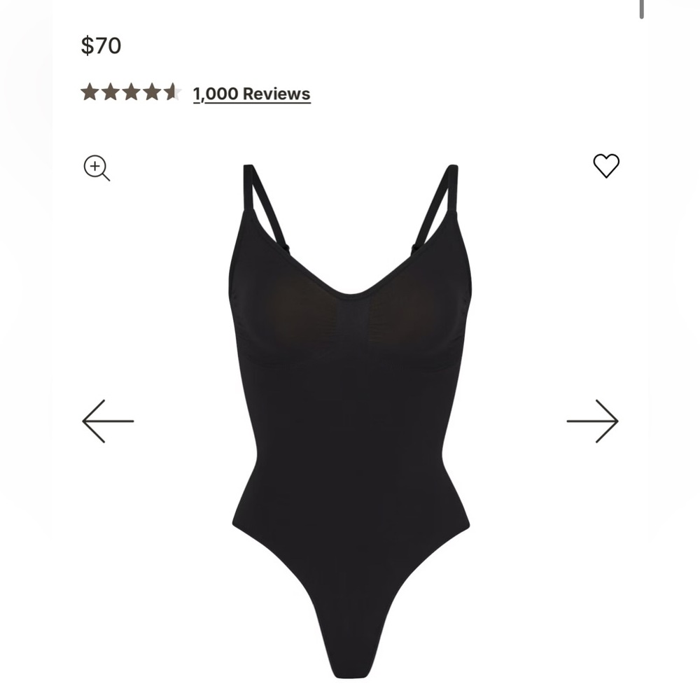 SKIMS Black Seamless Sculpt Thong Bodysuit